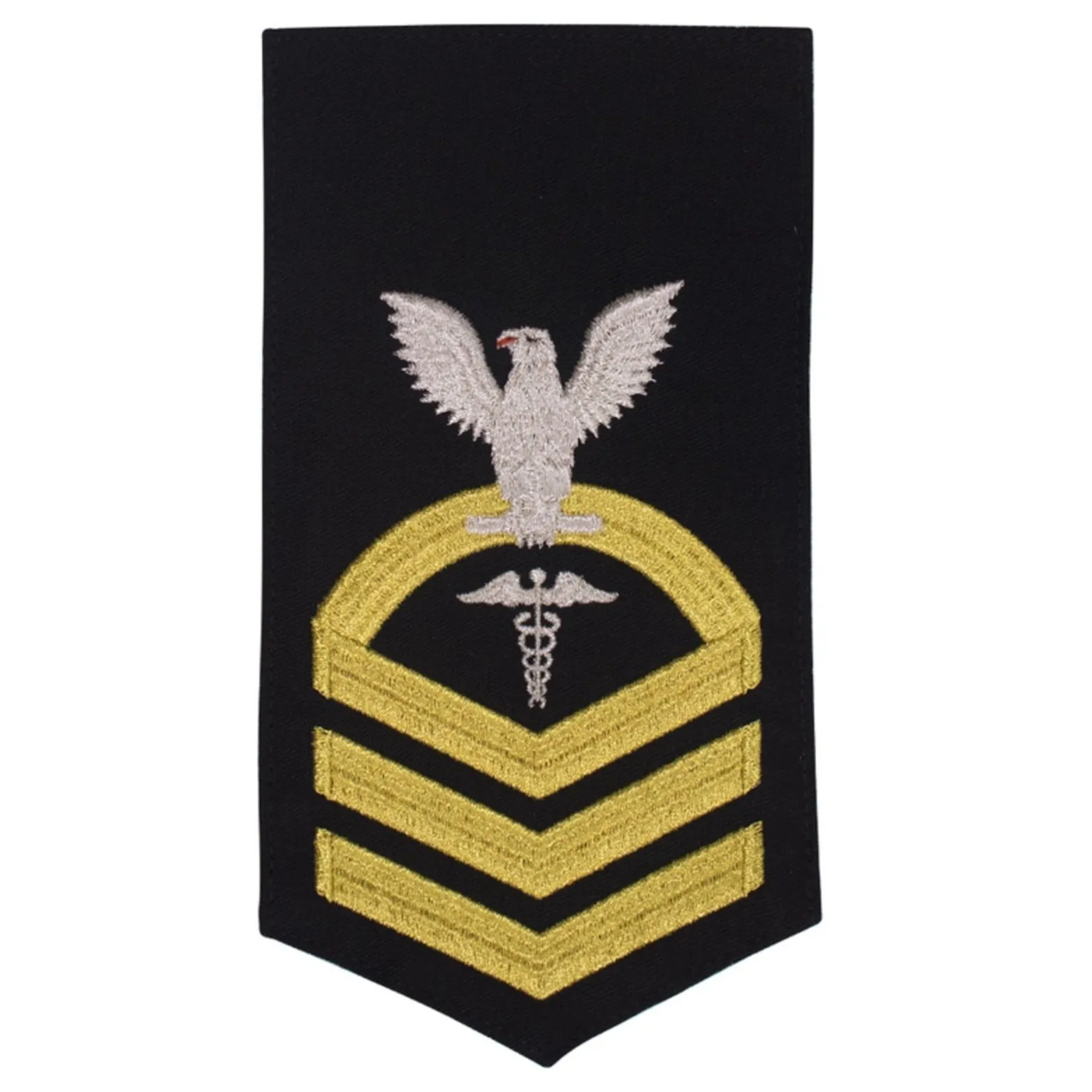 NAVY Men's Rating Badge: E7 Hospital Corpsman - Seaworthy Gold on Blue