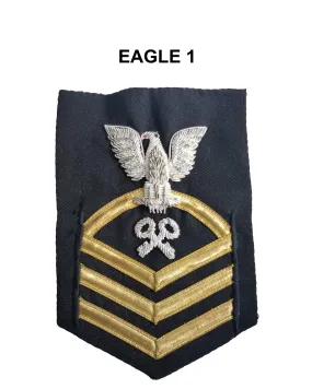 NAVY Men's Rating Badge: E7 Logistics Specialist - Vanfine Gold on Blue
