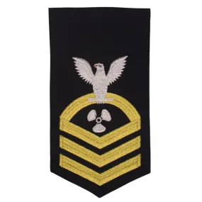 NAVY Men's Rating Badge: E7 Machinist's Mate - Seaworthy Gold on Blue