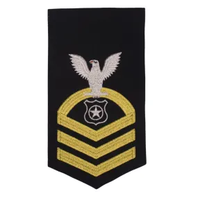 NAVY Men's Rating Badge: E7 Master At Arms - Seaworthy Gold on Blue