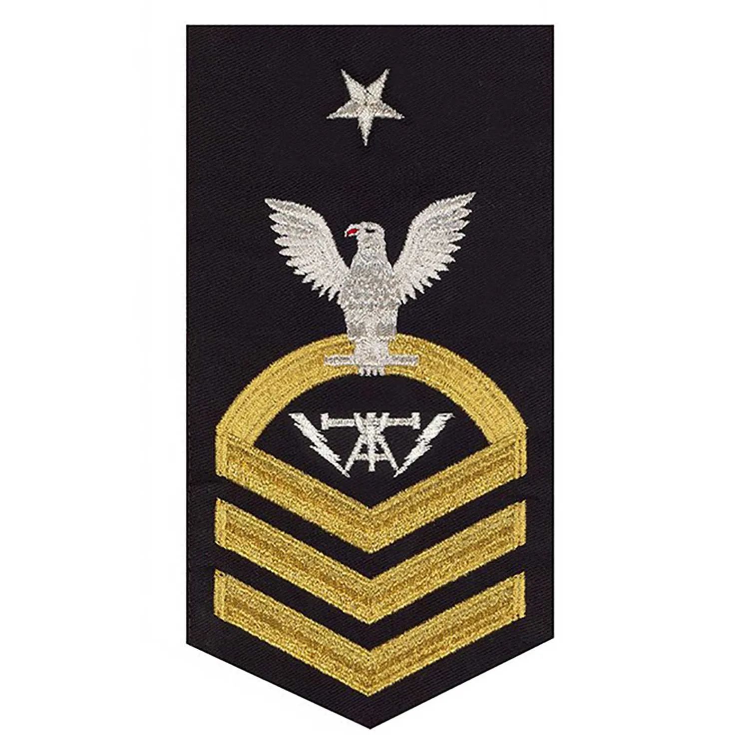 NAVY Men's Rating Badge: E8 Fire Controlman - Seaworthy Gold on Blue