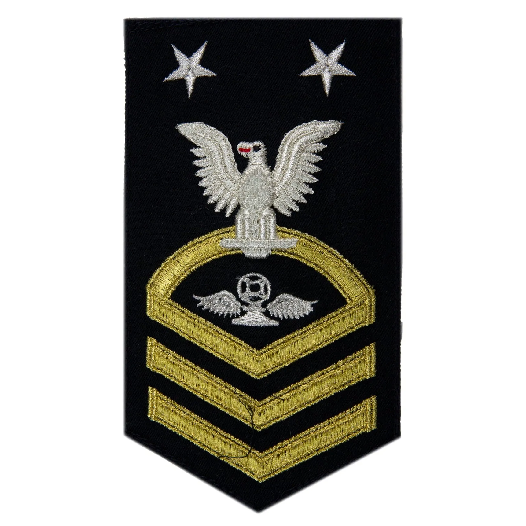NAVY Men's Rating Badge: E9 Aviation Traffic Controller - Seaworthy Gold on Blue