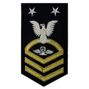 NAVY Men's Rating Badge: E9 Aviation Traffic Controller - Seaworthy Gold on Blue