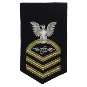 NAVY Women's Rating Badge: E7 Aviation Electronics Technician - Seaworthy Gold on Blue
