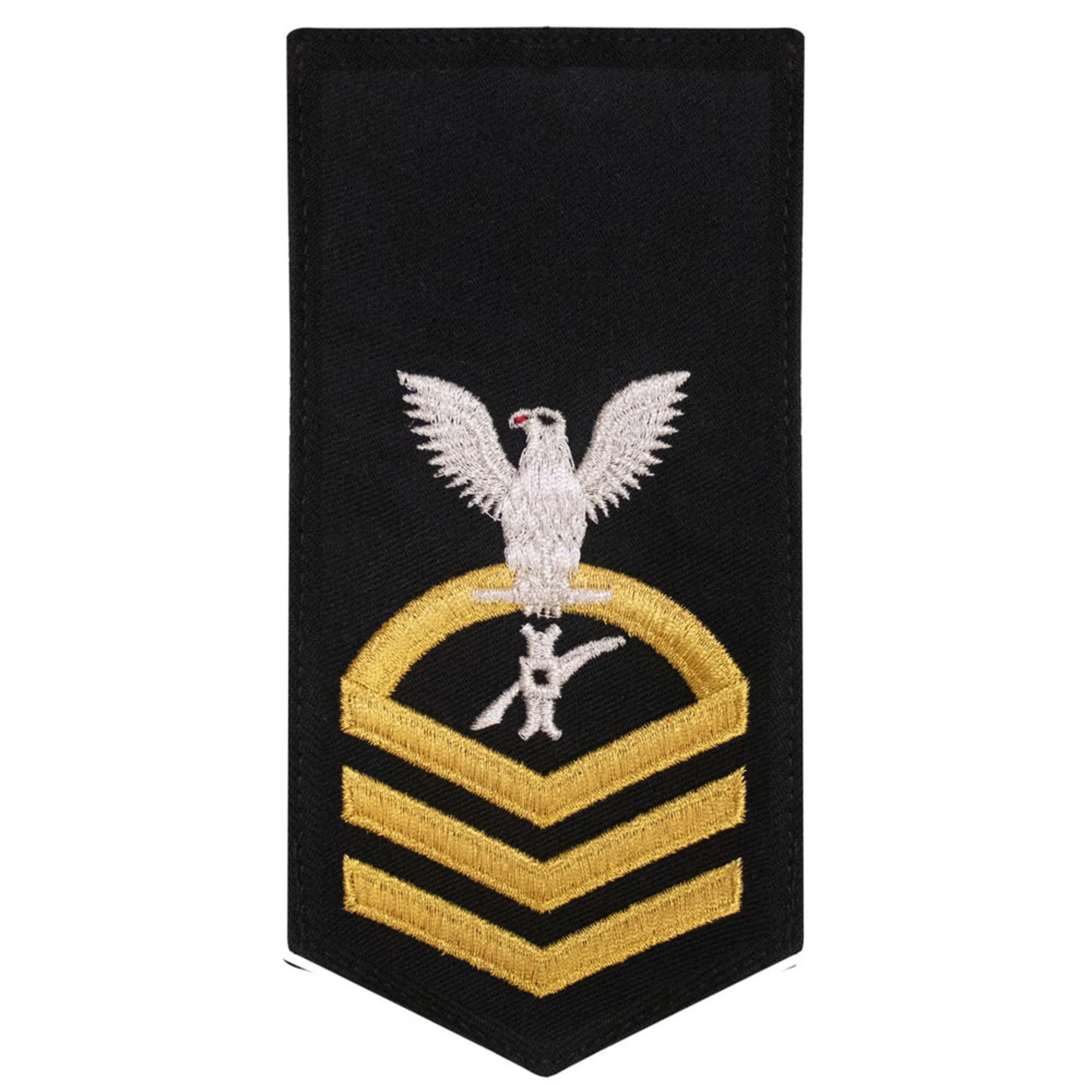 NAVY Women's Rating Badge: E7 Legalman - Seaworthy Gold on Blue
