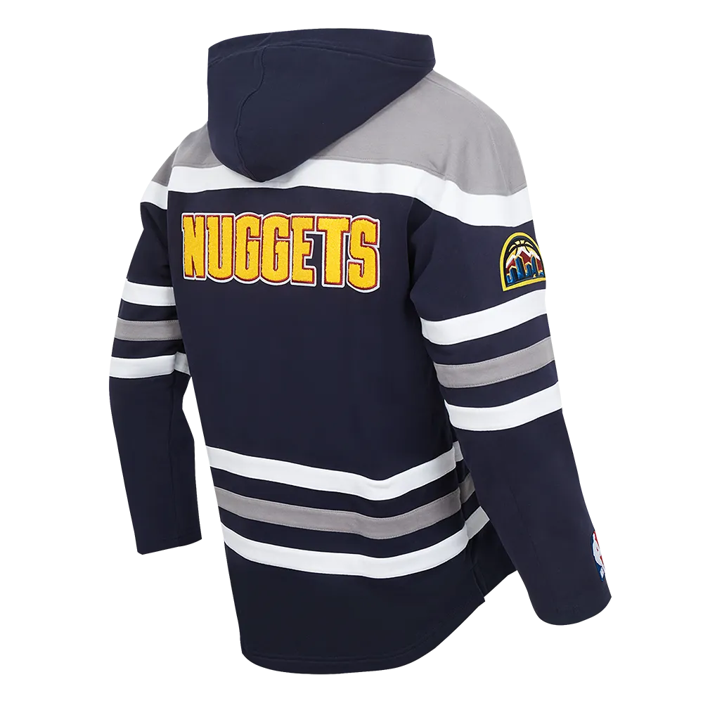 NBA DENVER NUGGETS NIKOLA JOKIC #15 CLASSIC MEN'S FLC CB PO HOODIE (MIDNIGHT NAVY/GREY/WHITE)