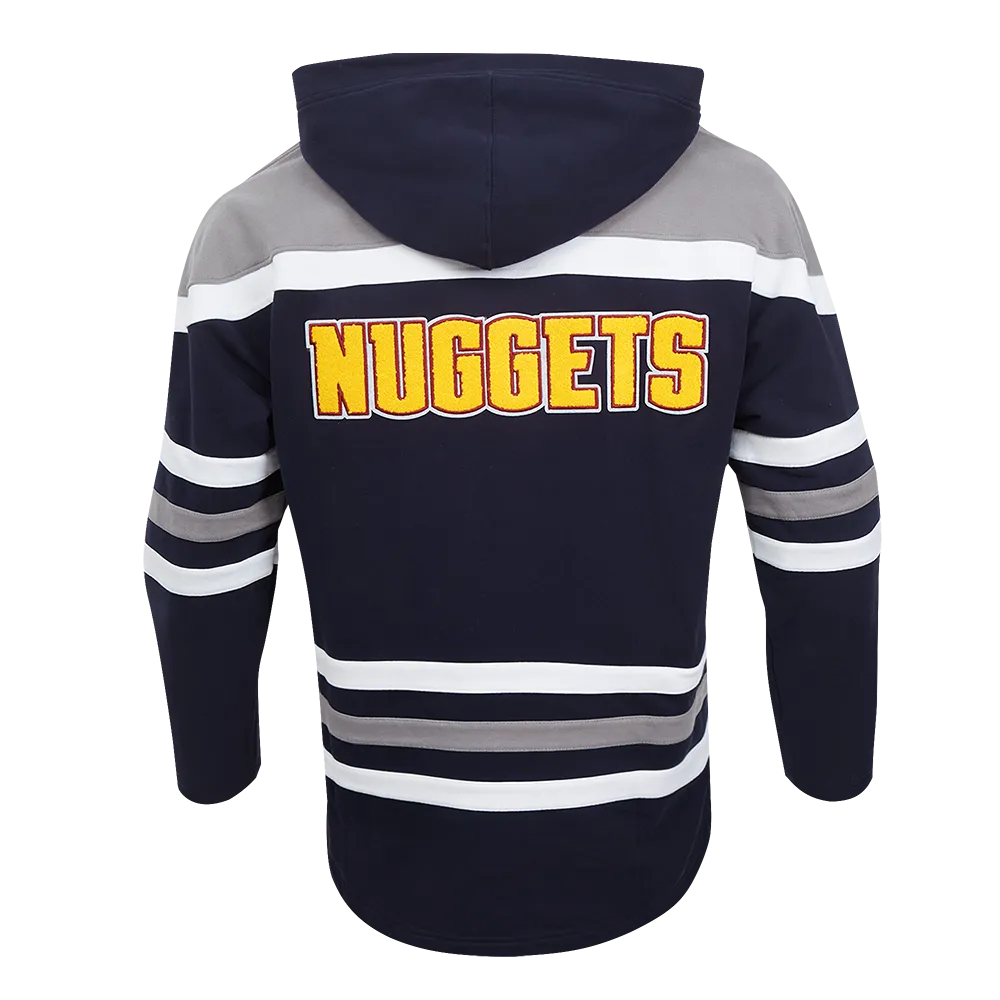 NBA DENVER NUGGETS NIKOLA JOKIC #15 CLASSIC MEN'S FLC CB PO HOODIE (MIDNIGHT NAVY/GREY/WHITE)