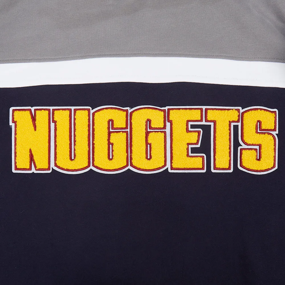 NBA DENVER NUGGETS NIKOLA JOKIC #15 CLASSIC MEN'S FLC CB PO HOODIE (MIDNIGHT NAVY/GREY/WHITE)