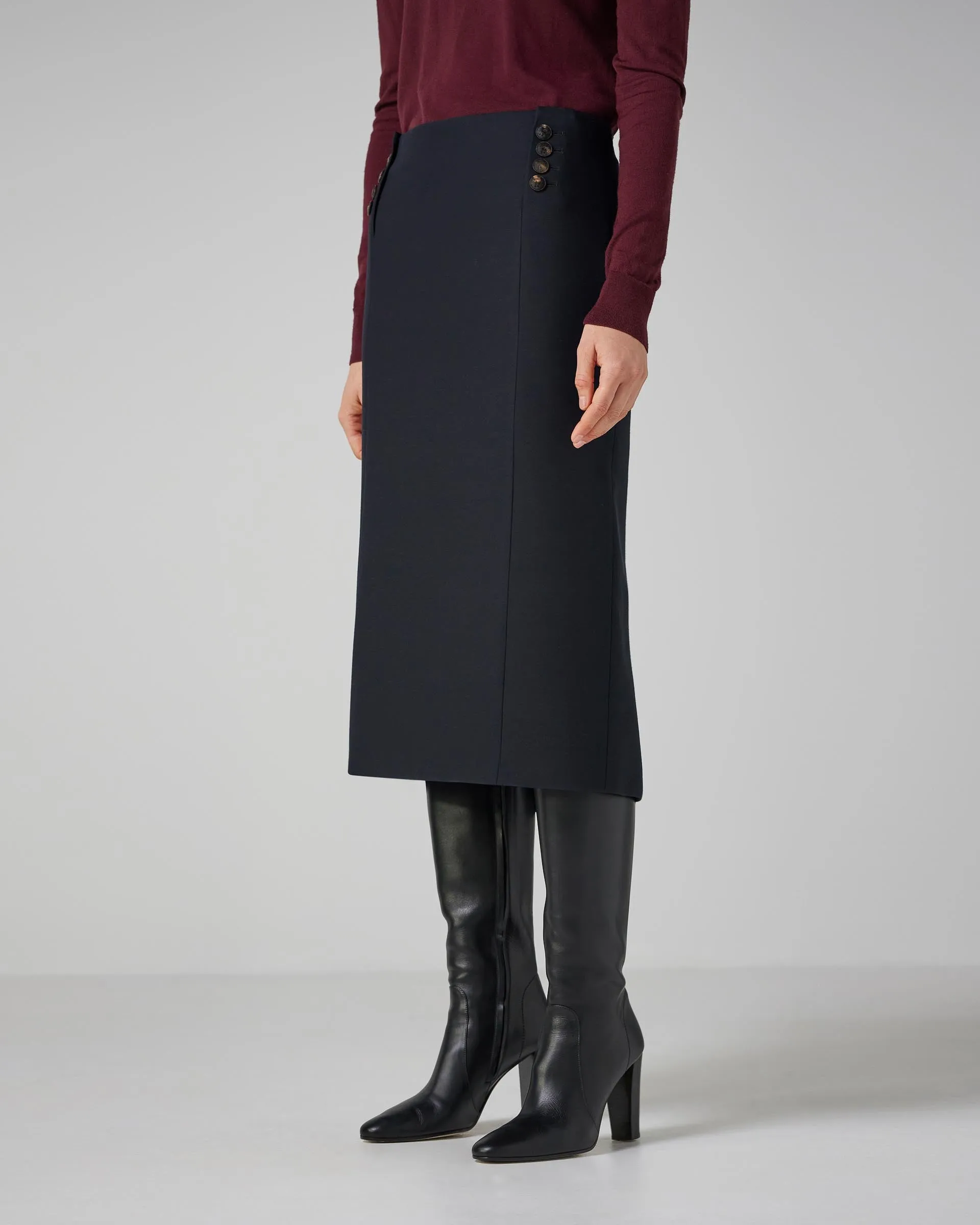 Nova Skirt in Wool Viscose, Black