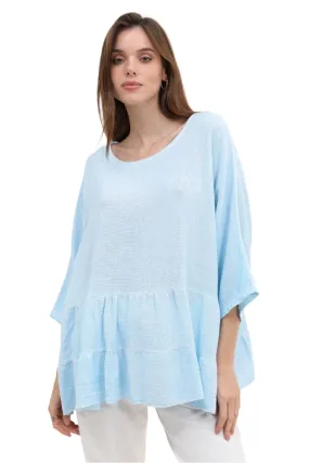 One Size Washed Linen Cotton Mix Loose Italian Tunic Top