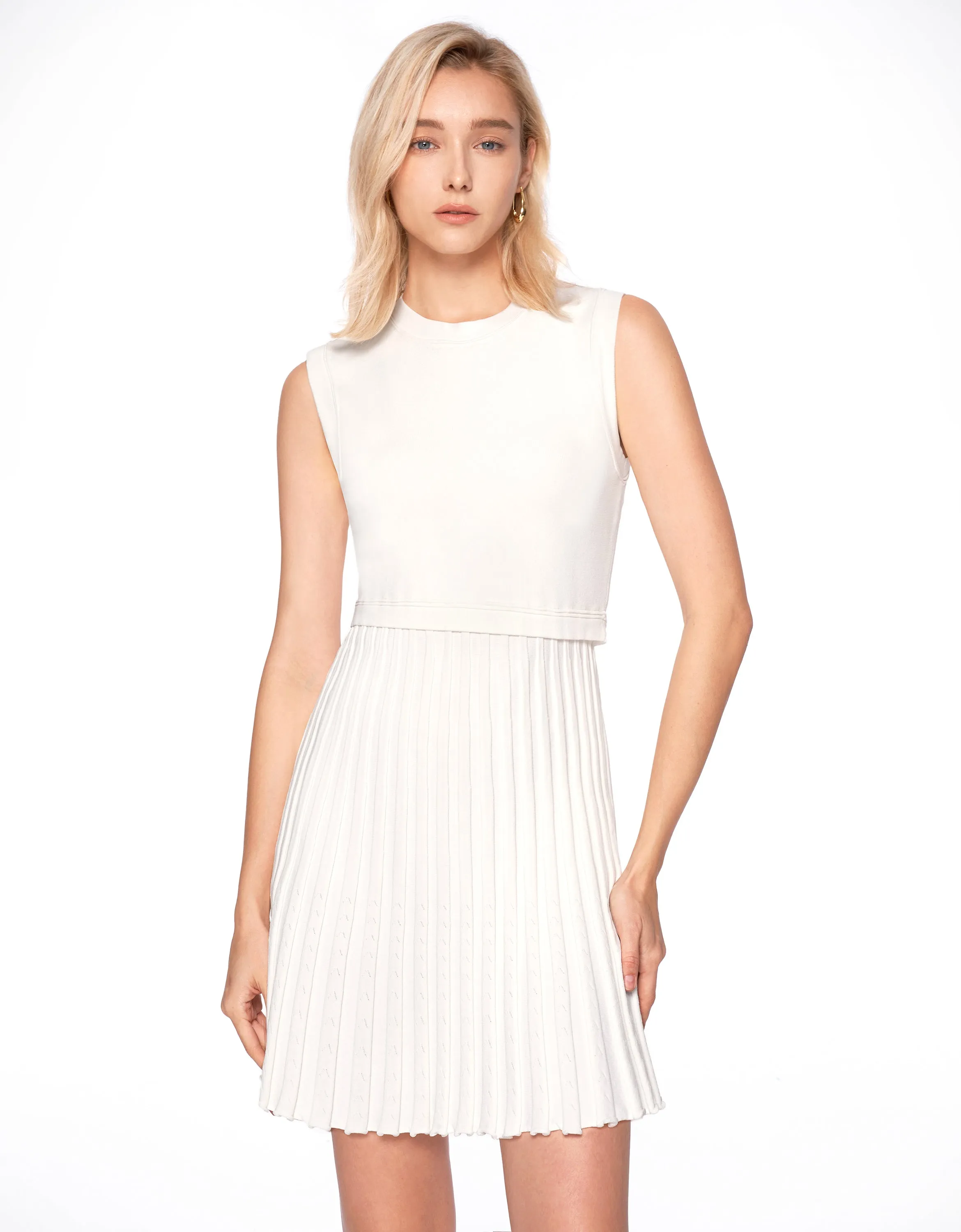Pleated Bottom Sleeveless Dress