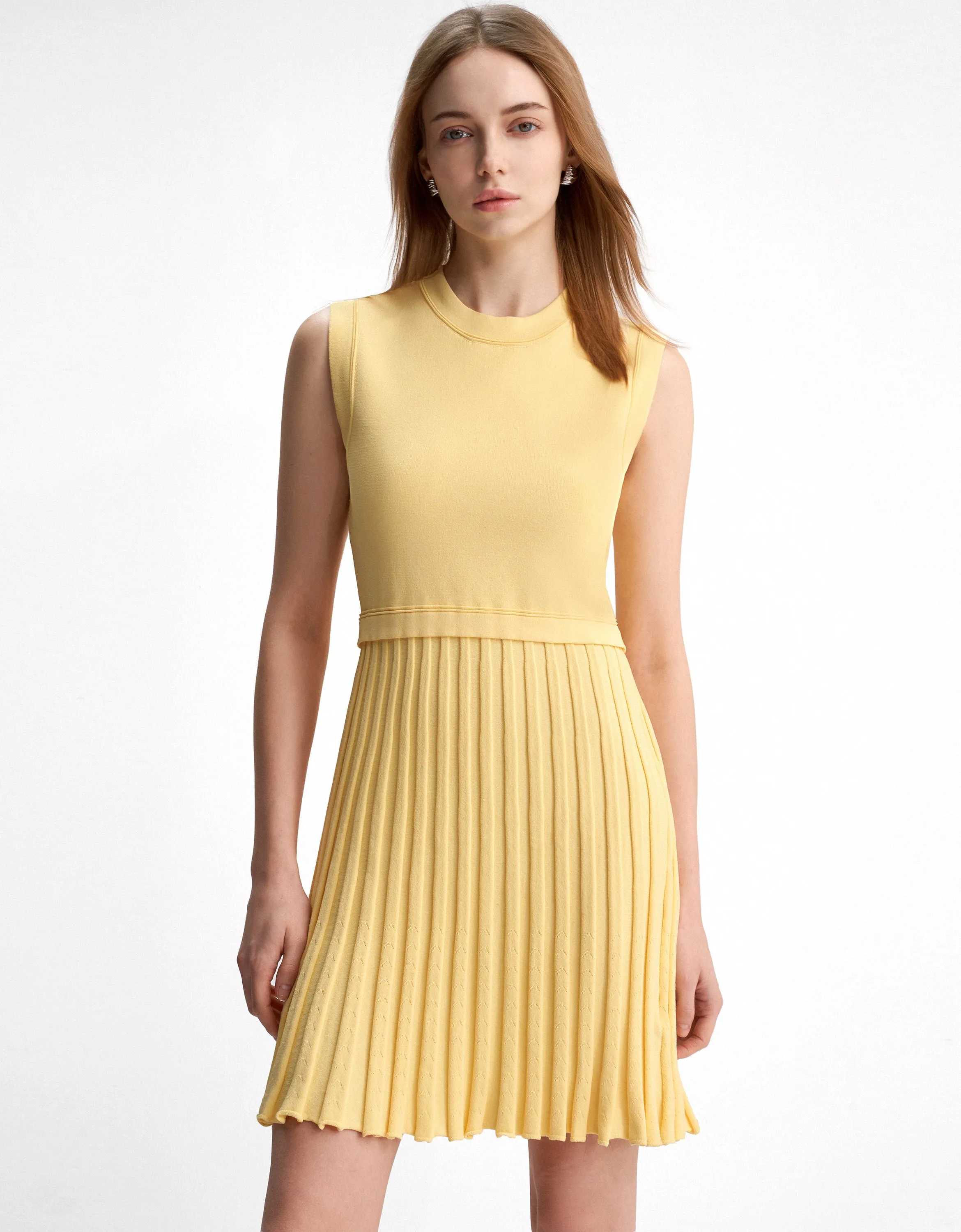 Pleated Bottom Sleeveless Dress