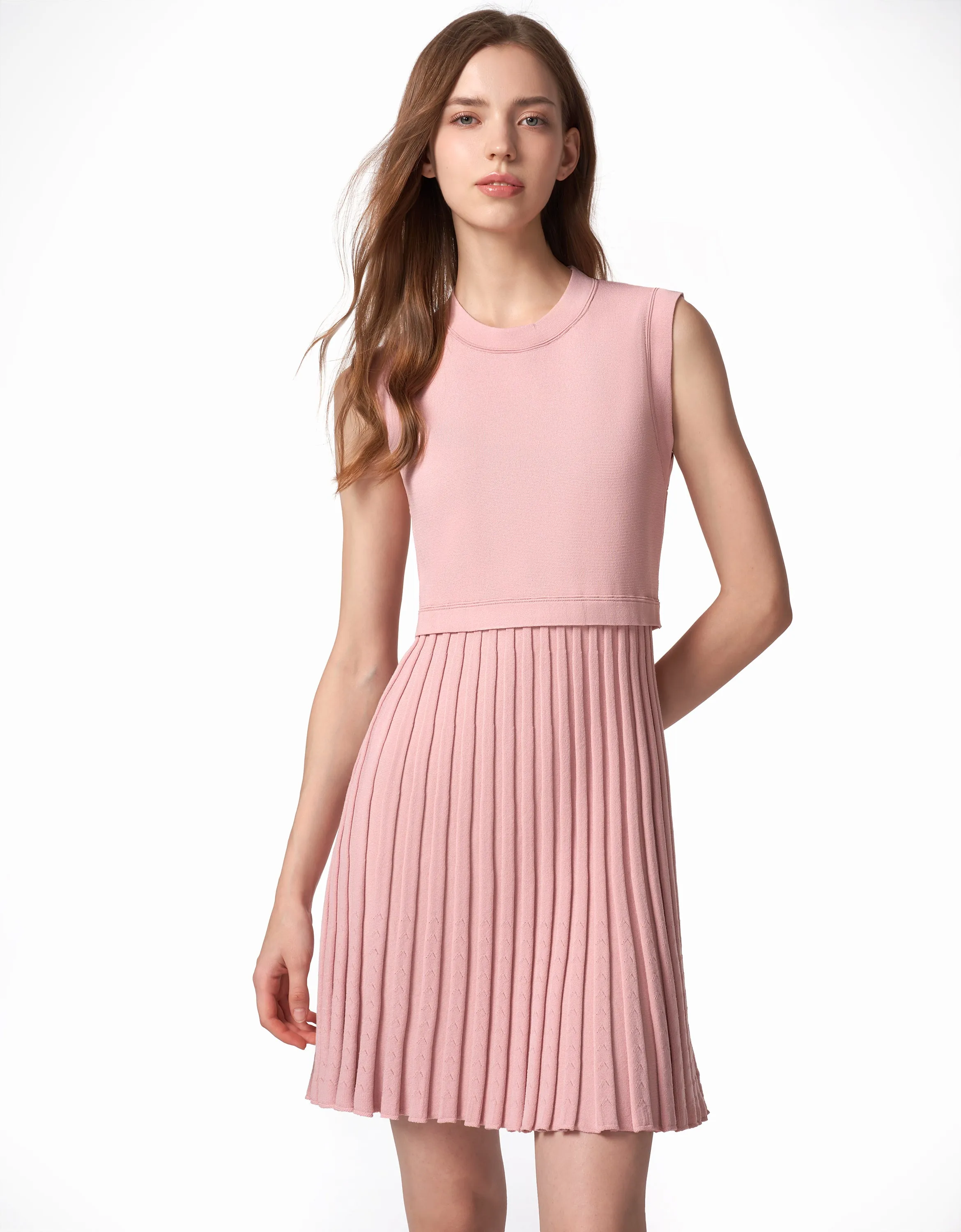Pleated Bottom Sleeveless Dress