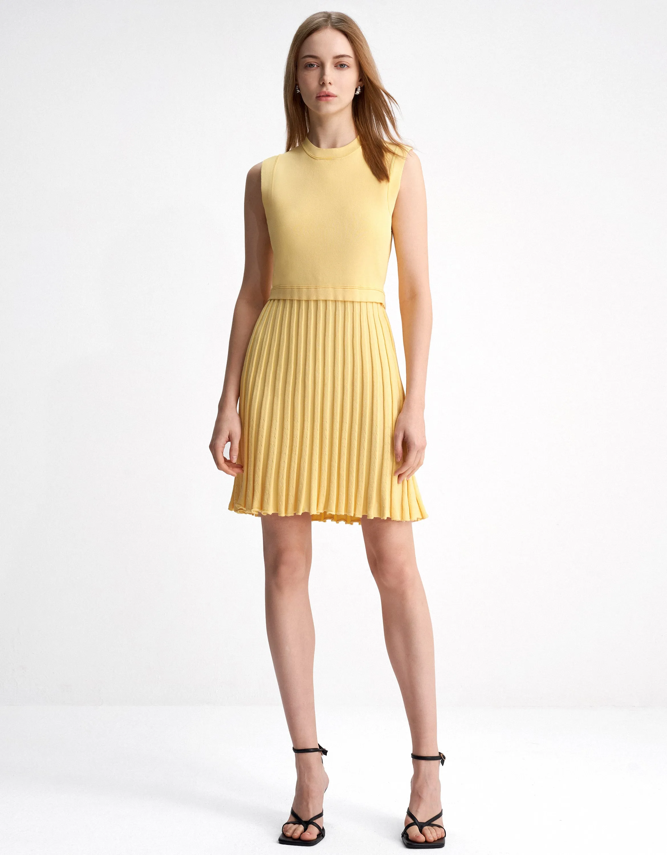 Pleated Bottom Sleeveless Dress