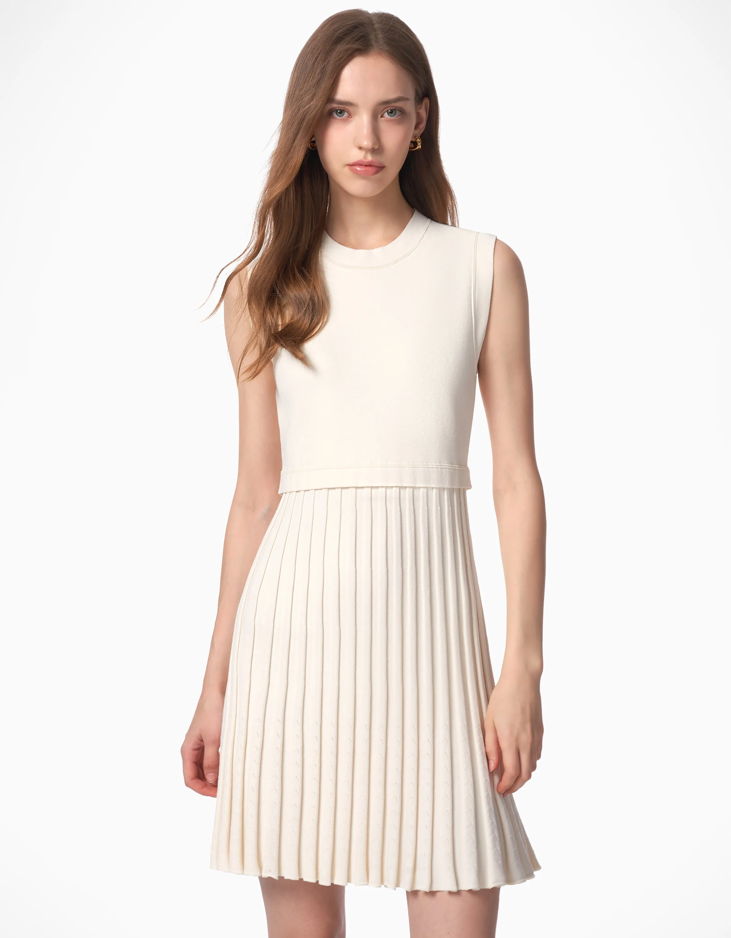 Pleated Bottom Sleeveless Dress
