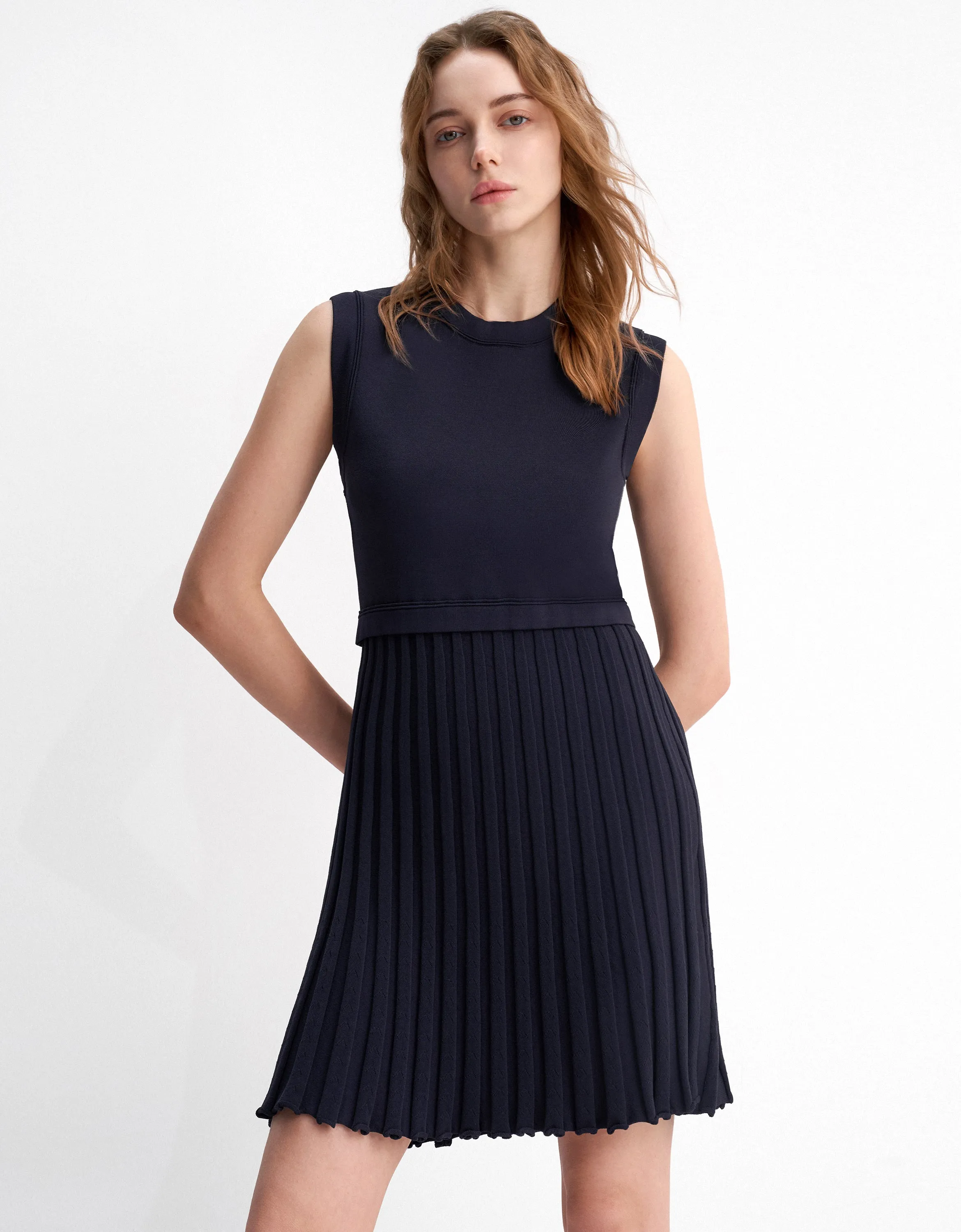 Pleated Bottom Sleeveless Dress