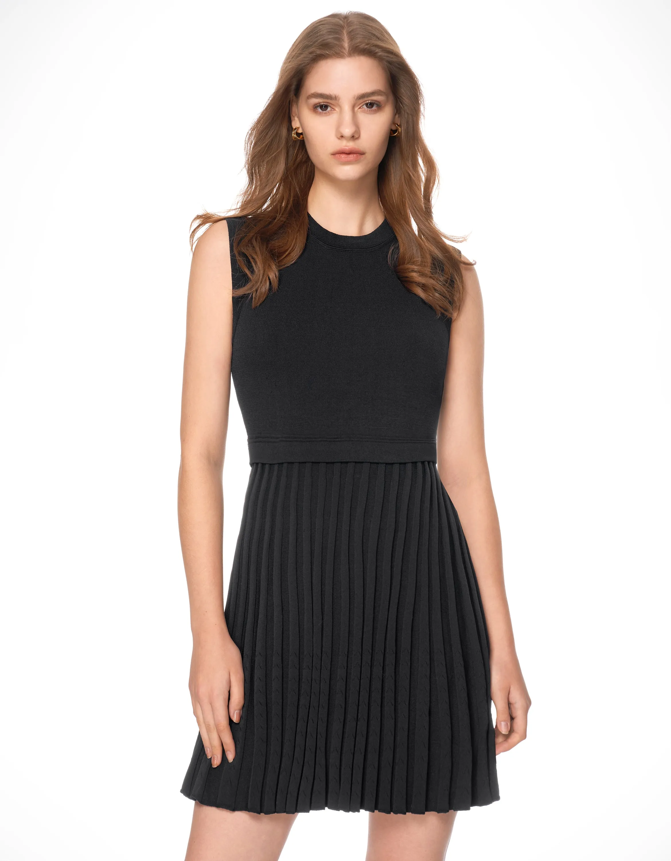 Pleated Bottom Sleeveless Dress