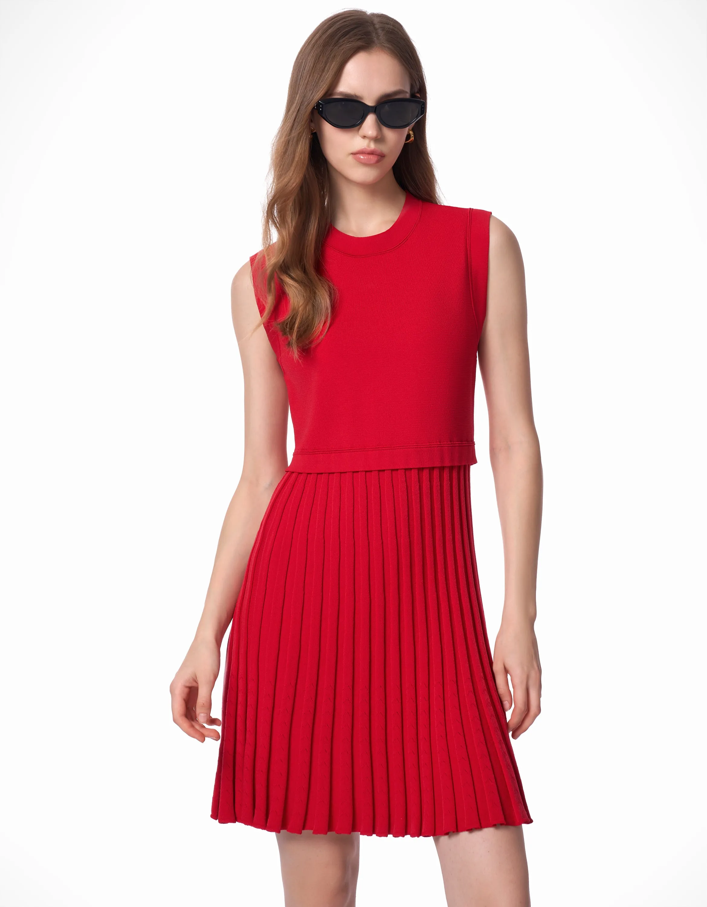 Pleated Bottom Sleeveless Dress