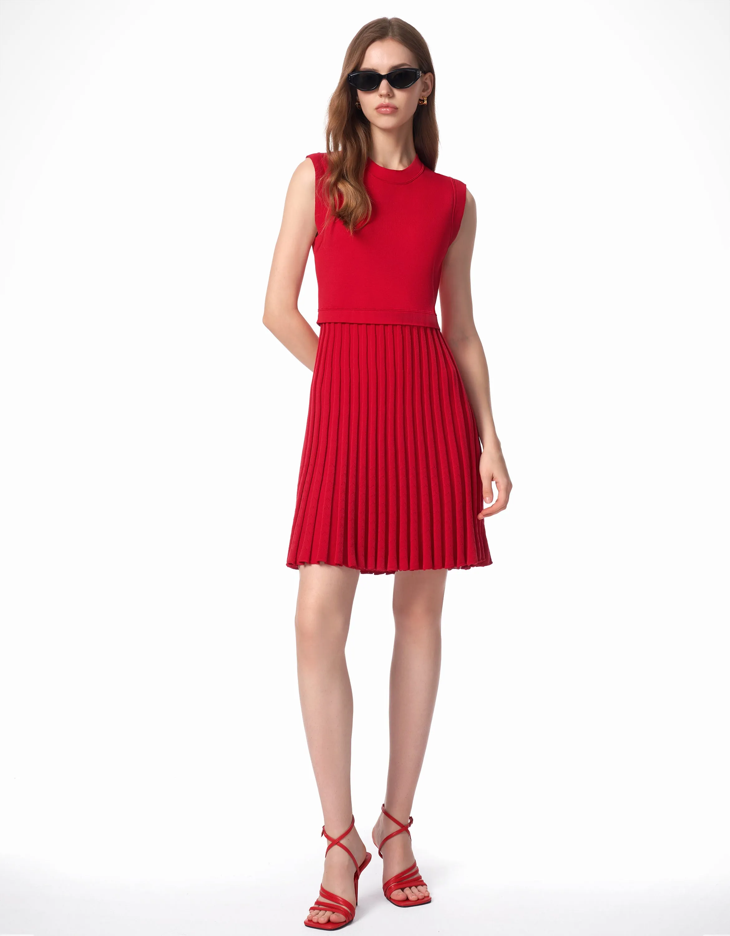 Pleated Bottom Sleeveless Dress