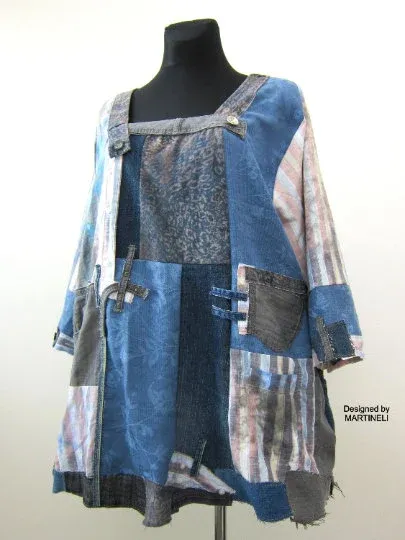Plus Size Clothing 3XL Patchwork Denim Shirt Dress