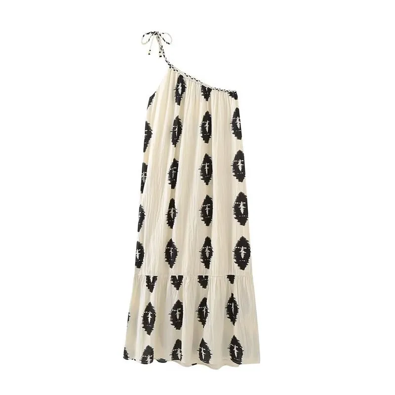 Pre Order:  One Shoulder Printed Dress