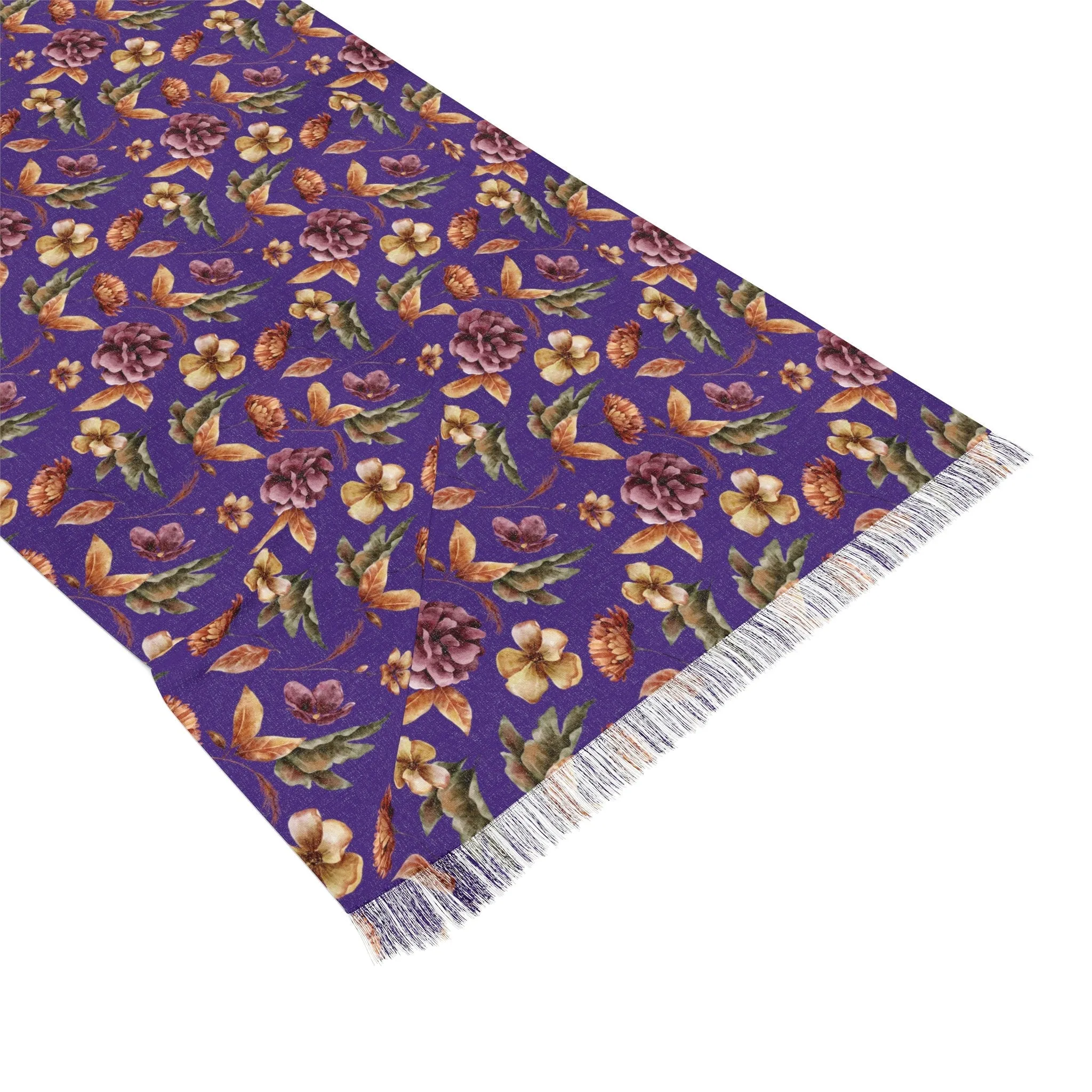 Purple and Orange Blossom Elegance Lightweight Floral Scarf for All Seasons Elegant Blossom Floral Evening Shawl Lightweight Floral