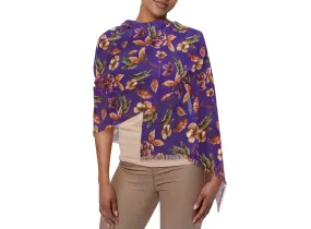 Purple and Orange Blossom Elegance Lightweight Floral Scarf for All Seasons Elegant Blossom Floral Evening Shawl Lightweight Floral
