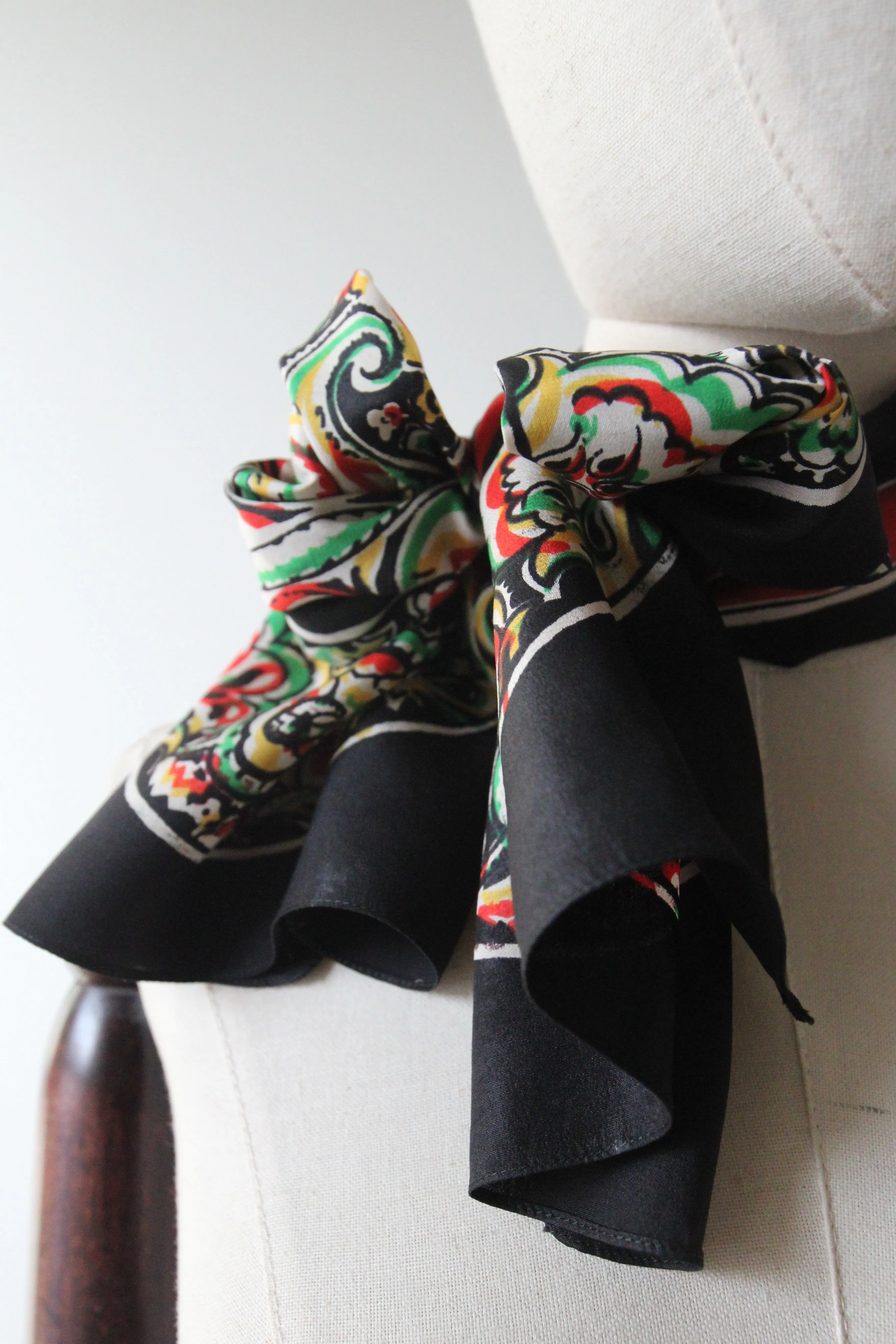 "Bold Paisley" Vintage 1930's Paisley Print Silk Neck Scarf