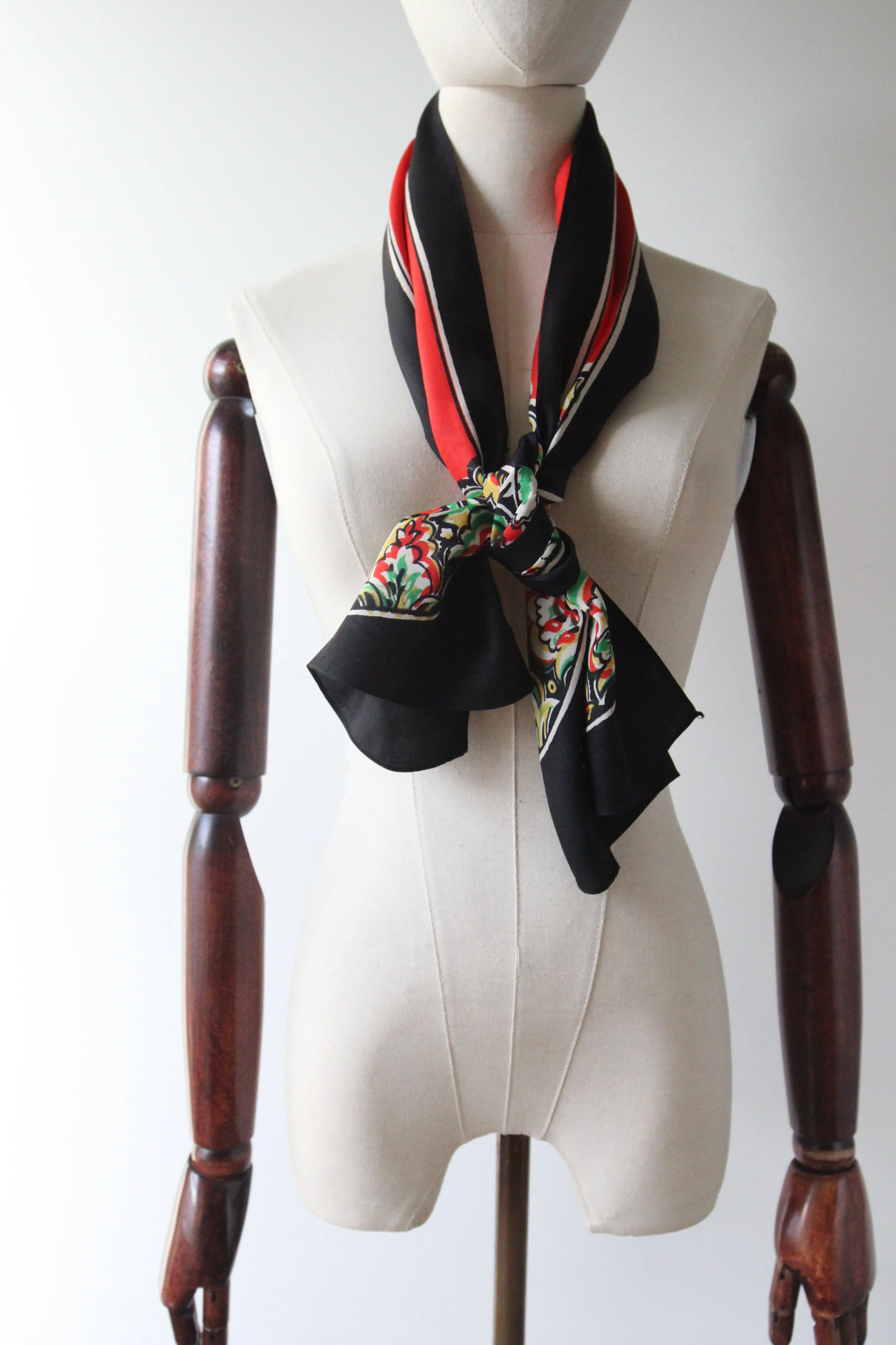 "Bold Paisley" Vintage 1930's Paisley Print Silk Neck Scarf