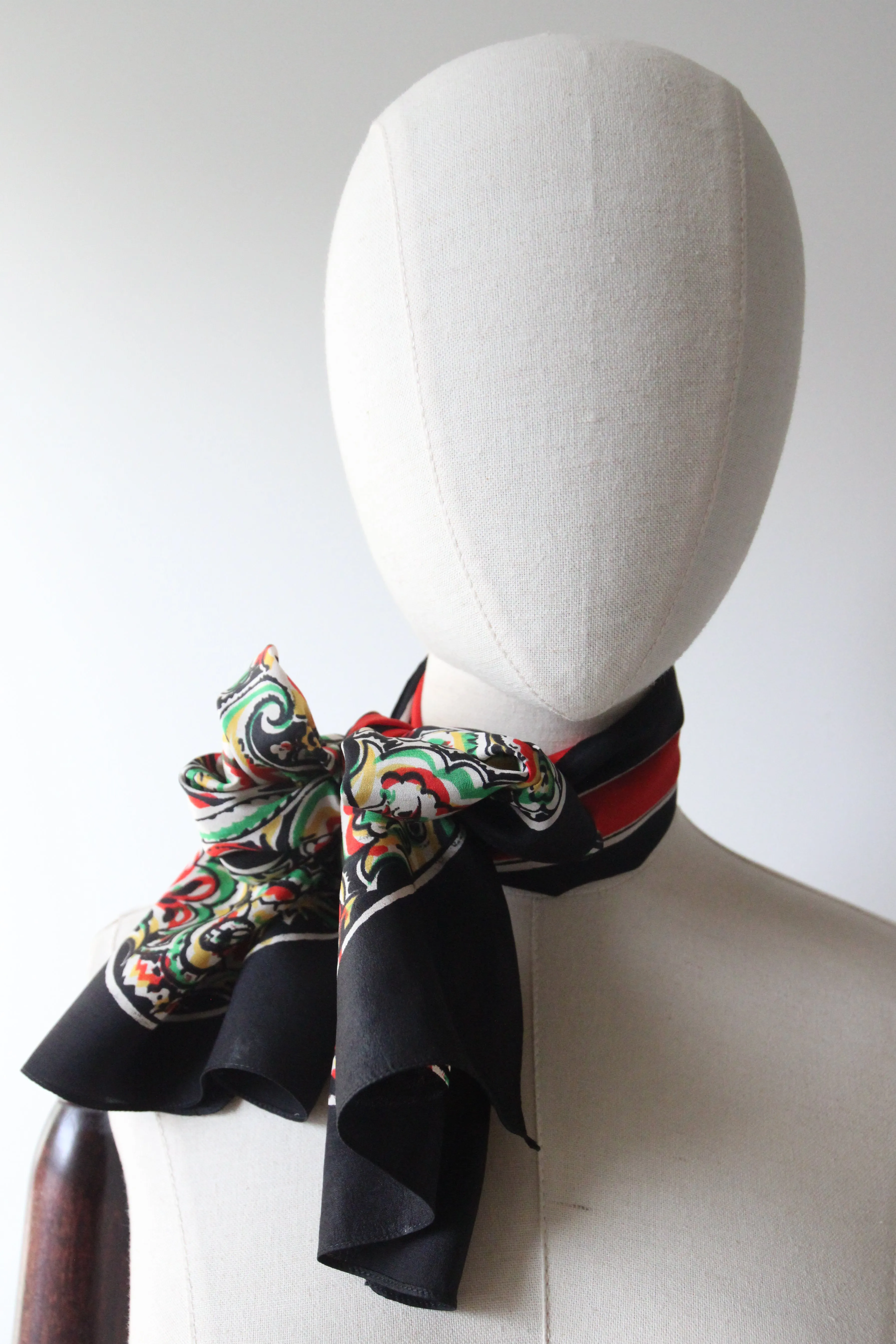 "Bold Paisley" Vintage 1930's Paisley Print Silk Neck Scarf