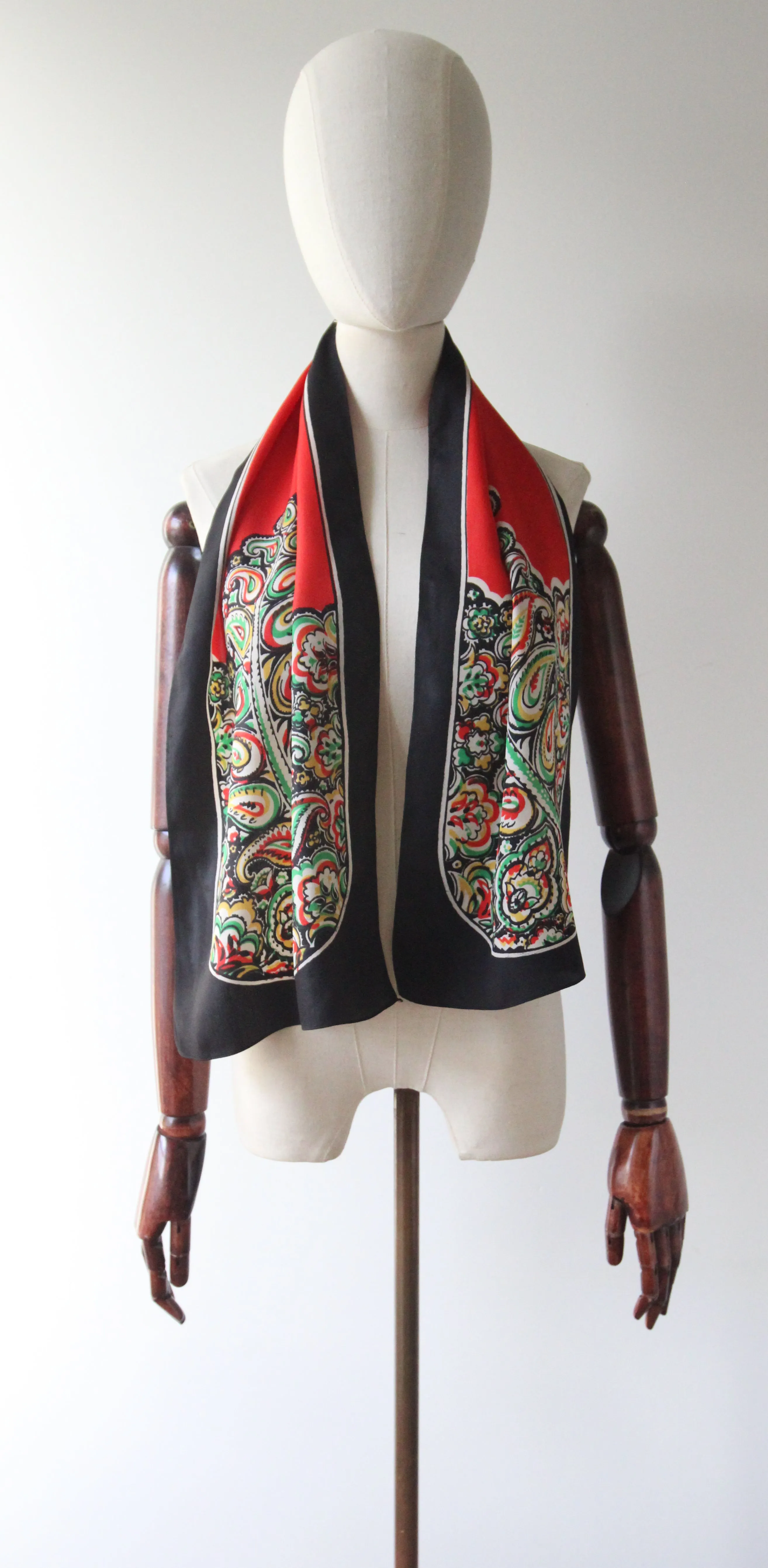 "Bold Paisley" Vintage 1930's Paisley Print Silk Neck Scarf