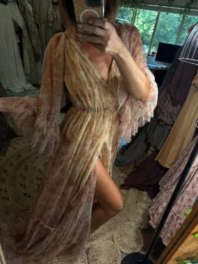 Ready to ship wrap me in goodness dress daisy print lined in sand chiffon