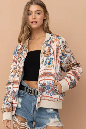 Reversible Satin Paisley Bomber Jacket | Reversible Jacket With Cuffed Sleeves