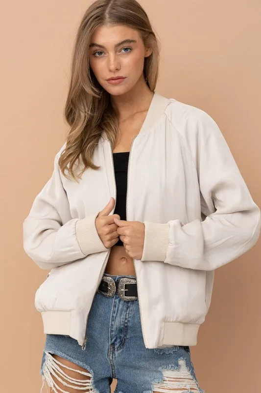 Reversible Satin Paisley Bomber Jacket | Reversible Jacket With Cuffed Sleeves