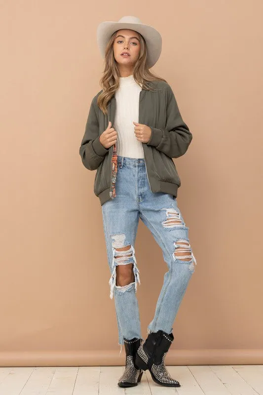Reversible Satin Paisley Bomber Jacket | Reversible Jacket With Cuffed Sleeves