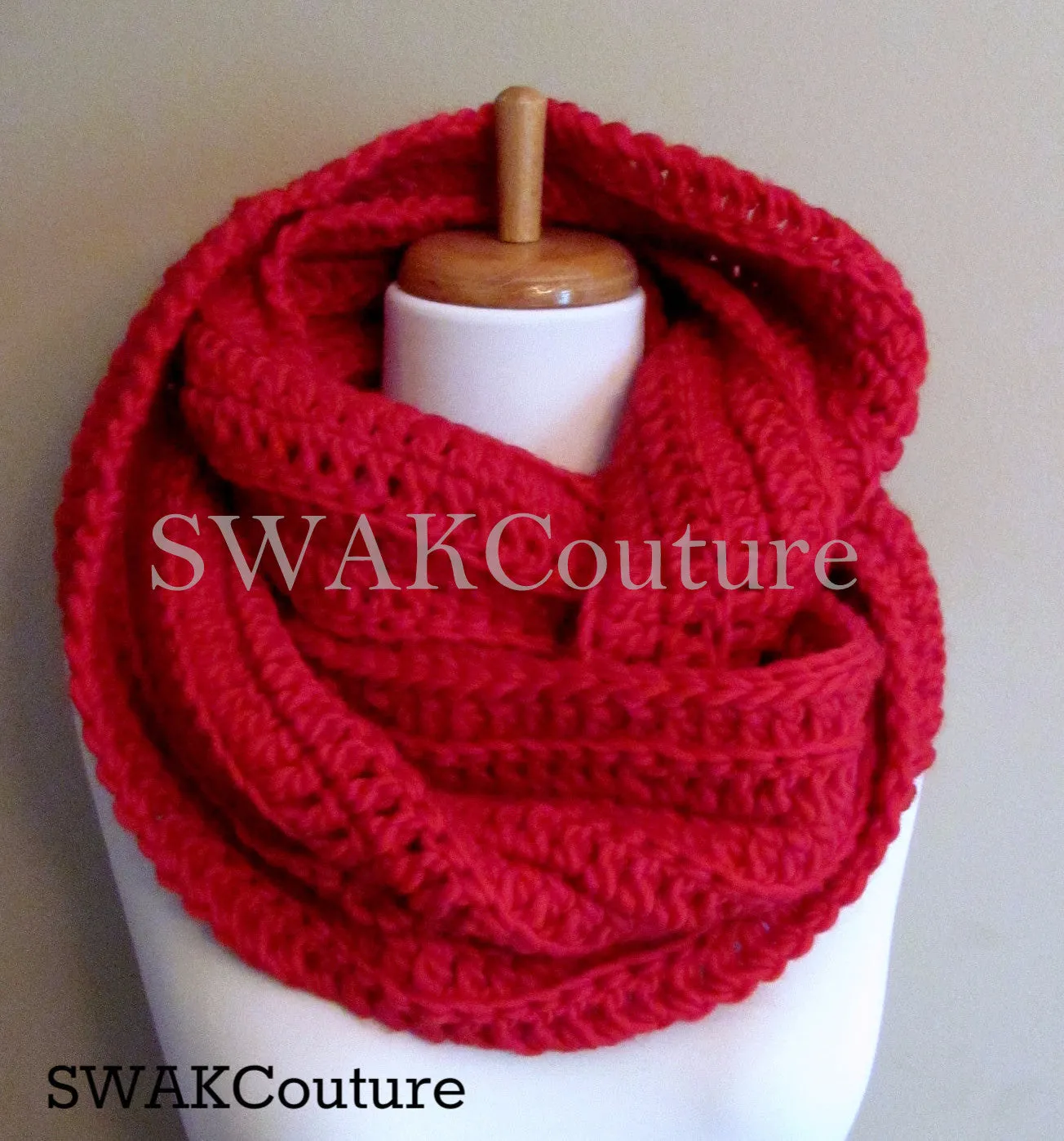 Ribbed Eternity Scarf 100% Wool - Choose Color