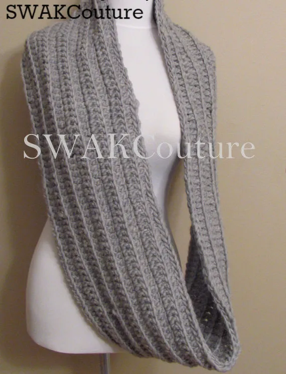 Ribbed Eternity Scarf 100% Wool - Choose Color