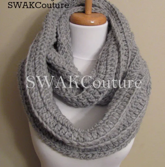 Ribbed Eternity Scarf 100% Wool - Choose Color