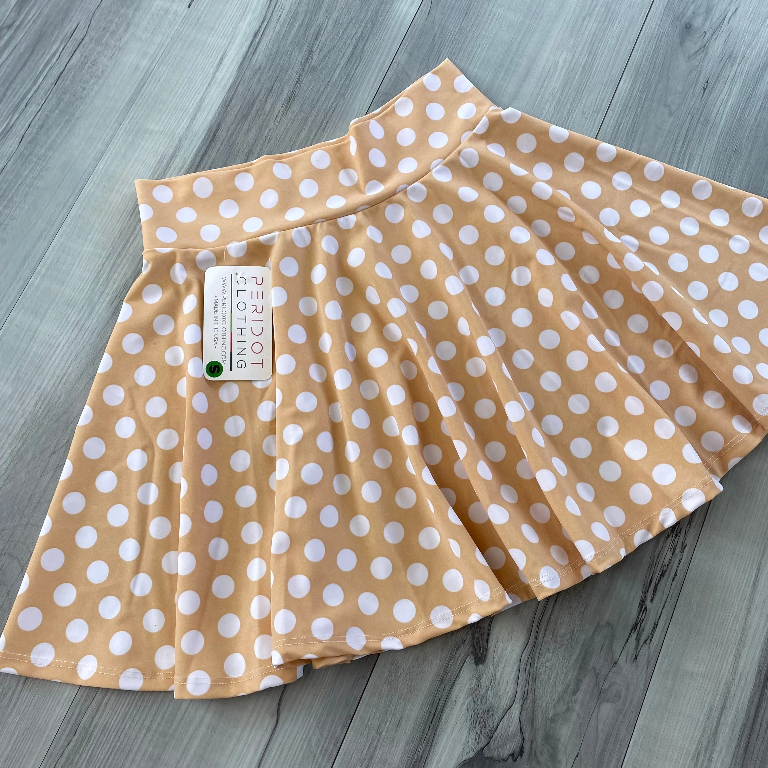 SALE - Skater Skirt - Beige and White Polka Dot