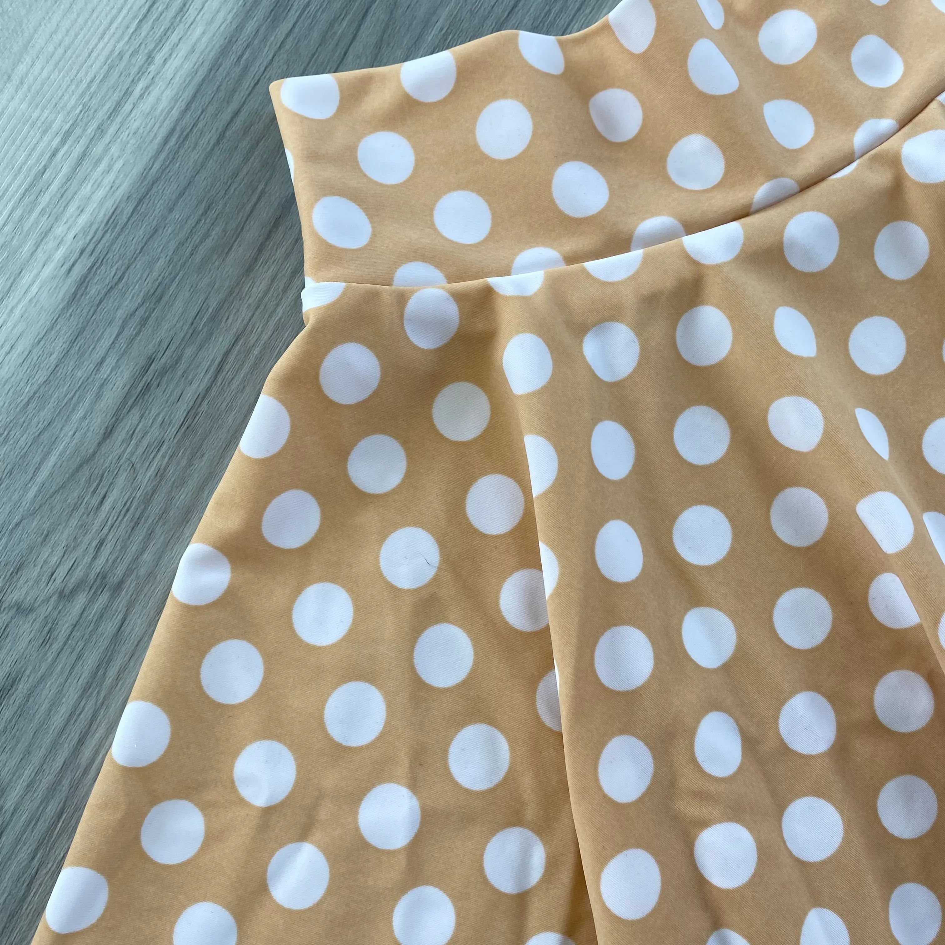 SALE - Skater Skirt - Beige and White Polka Dot