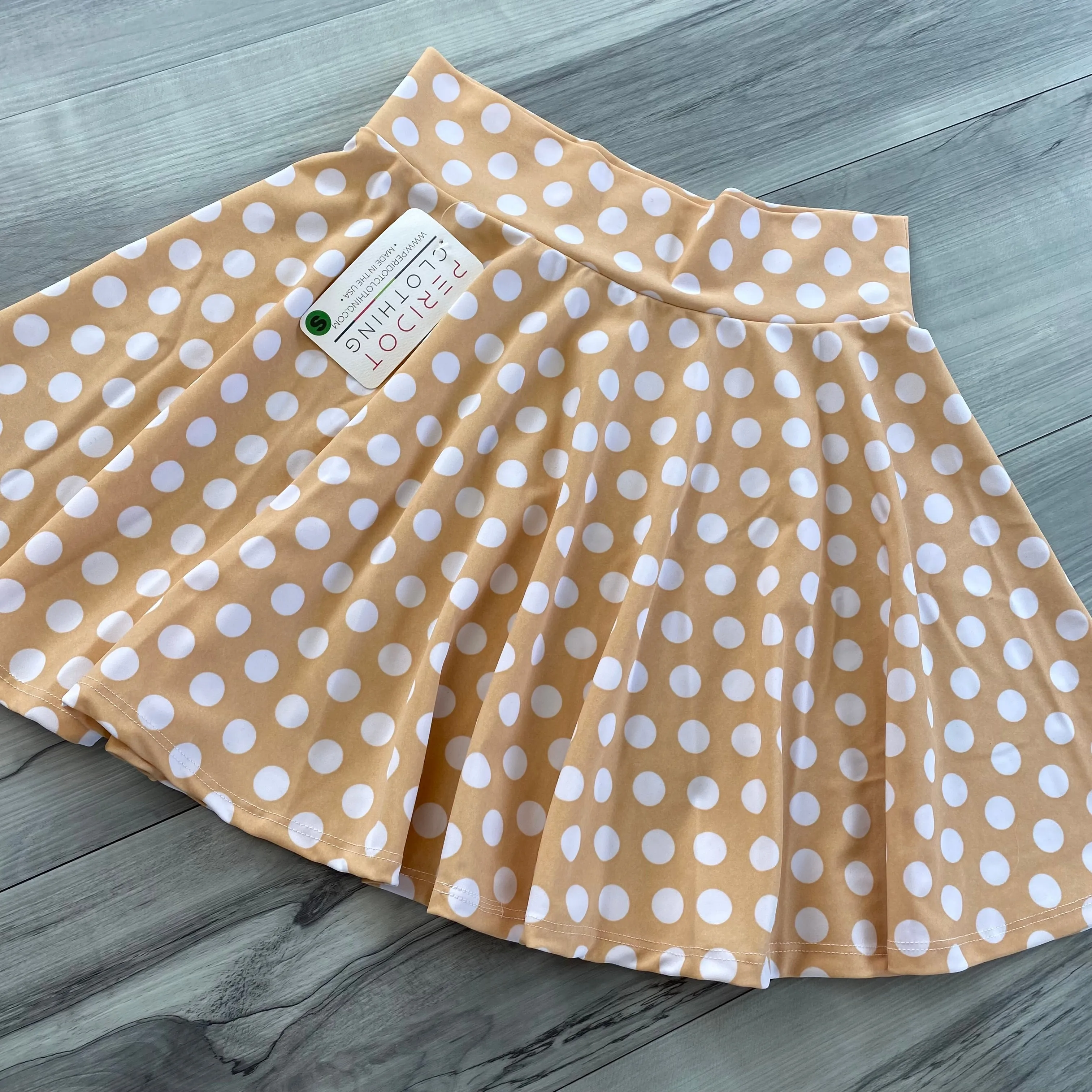SALE - Skater Skirt - Beige and White Polka Dot