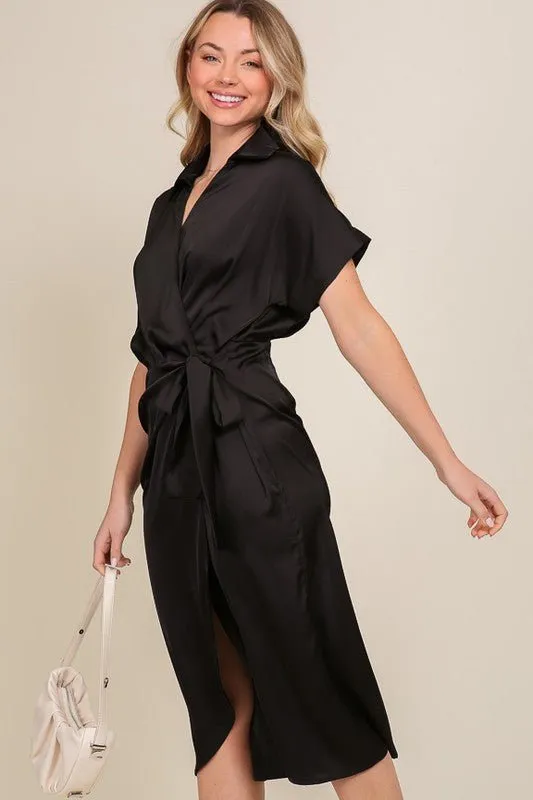 Satin Wrap Dress