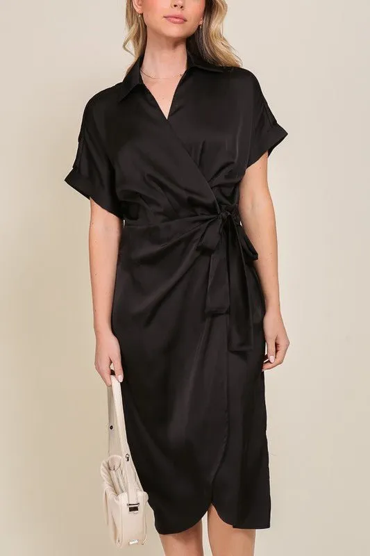 Satin Wrap Dress