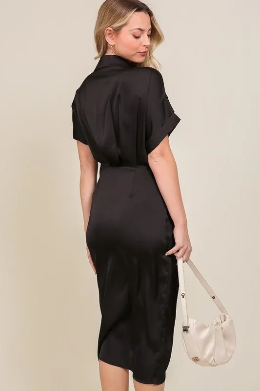 Satin Wrap Dress