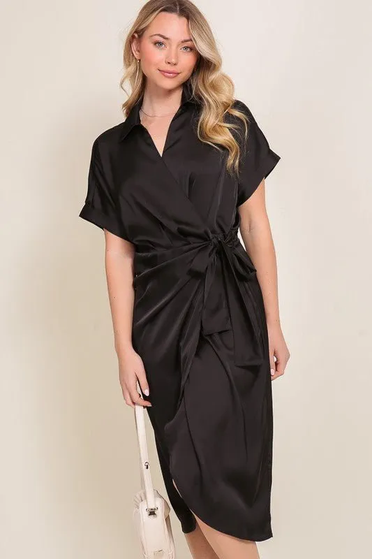 Satin Wrap Dress