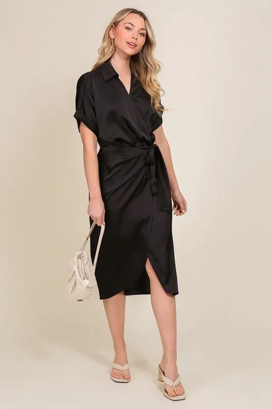 Satin Wrap Dress