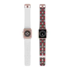 Scarlet and Gray Argyle Thermo Elastomer Watch Band for Apple Watch