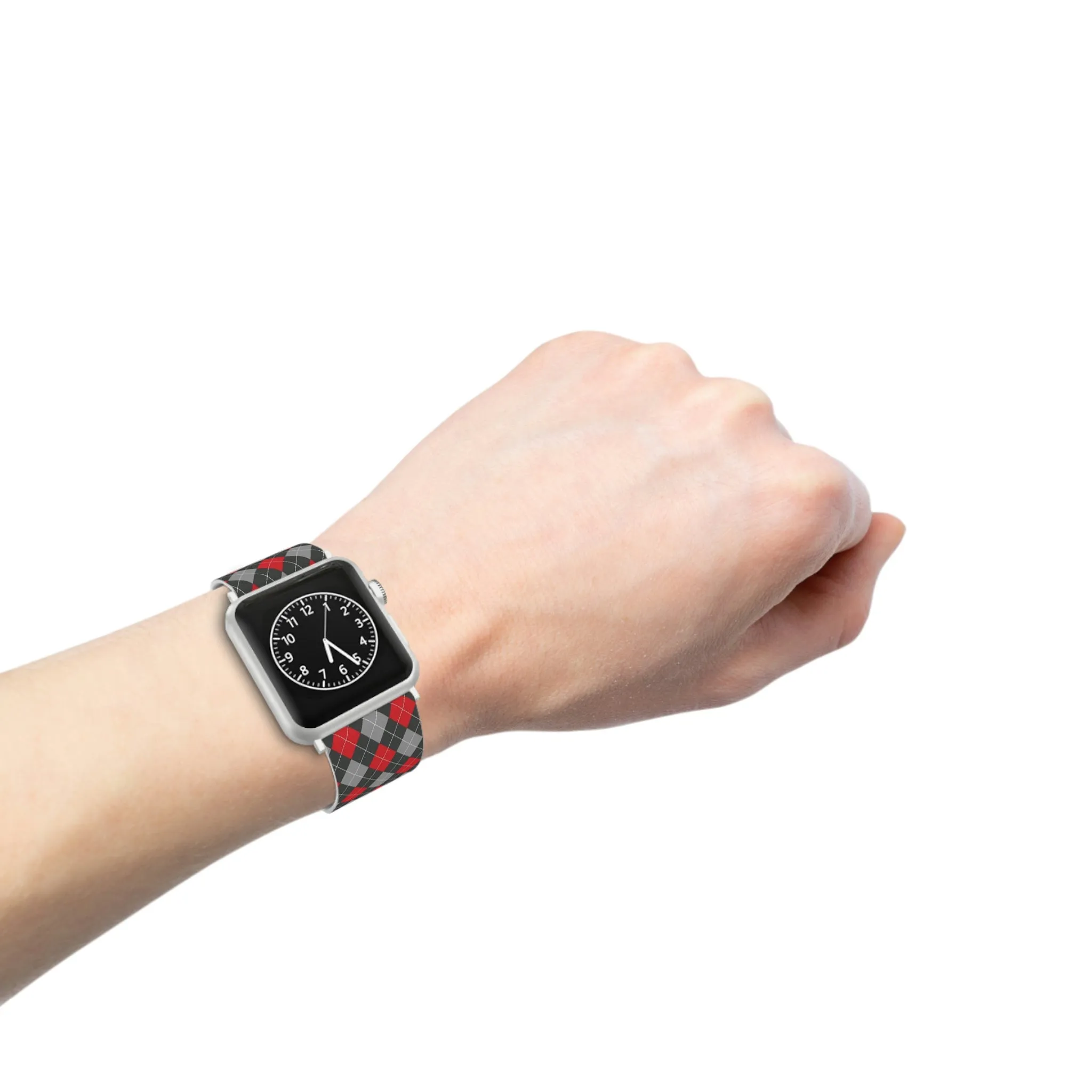 Scarlet and Gray Argyle Thermo Elastomer Watch Band for Apple Watch