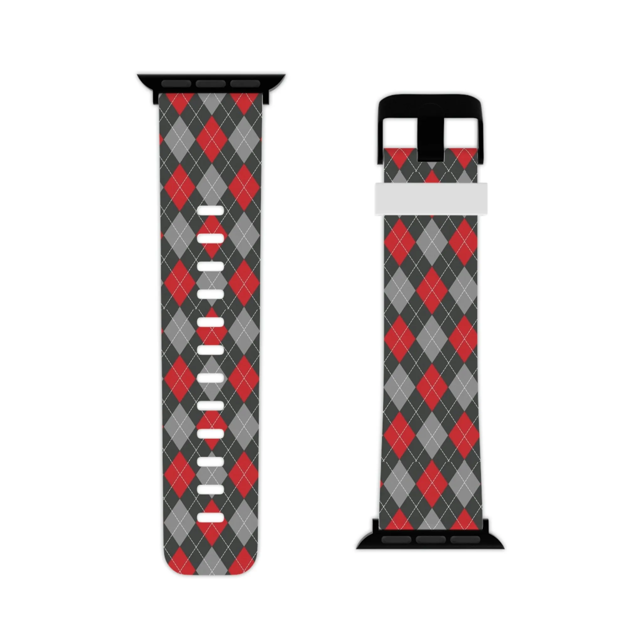 Scarlet and Gray Argyle Thermo Elastomer Watch Band for Apple Watch