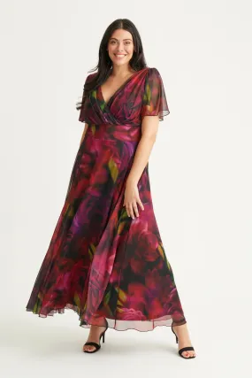 Scarlett & Jo | Isabelle Rose Yellow Float Sleeve Wrap Maxi Dress